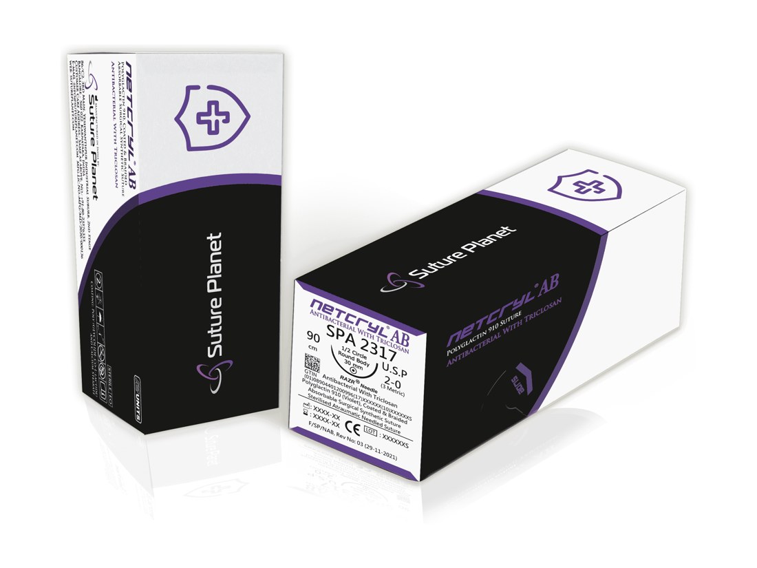 Netcryl AB Polyglactin 910 + Triclosan surgical suture — Suture Planet