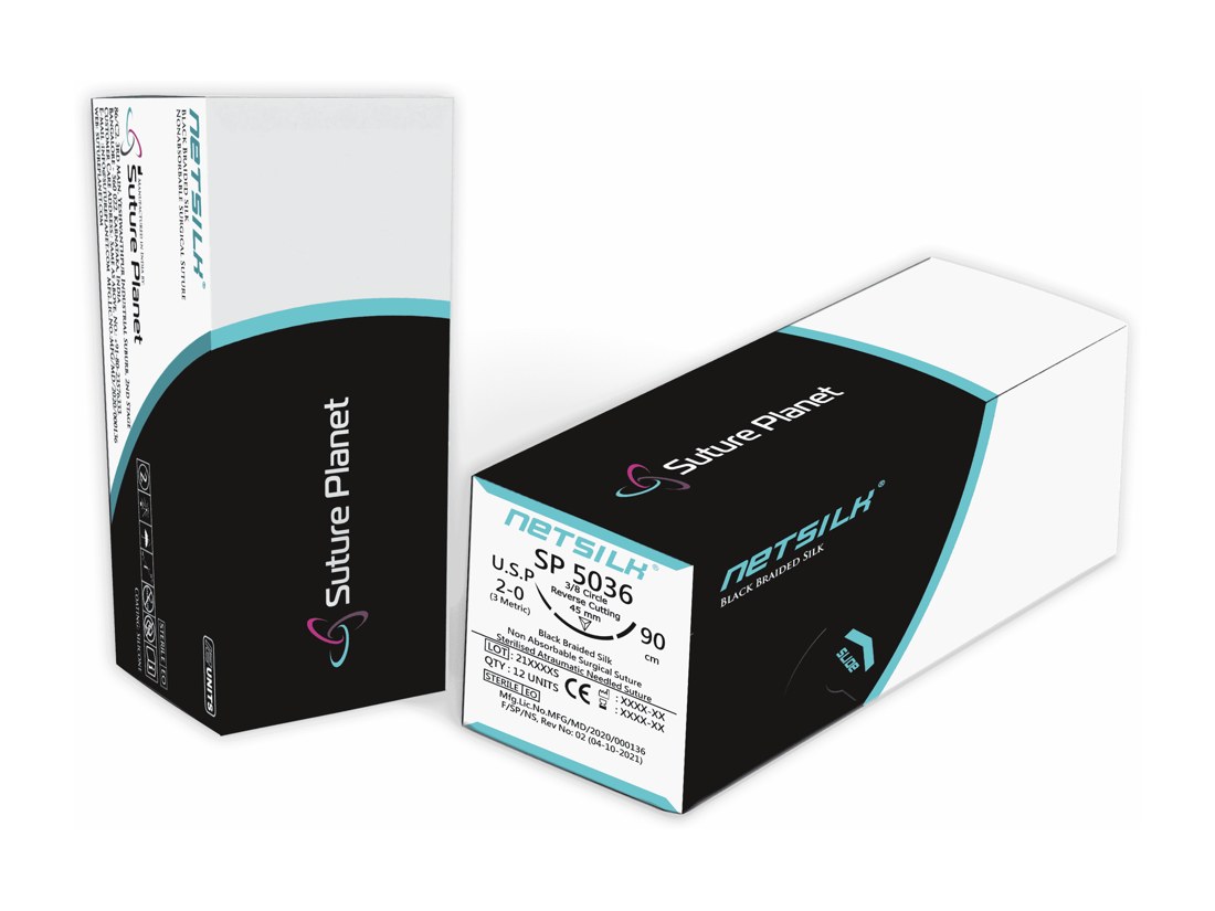 Netsilk Black Braided Silk surgical suture — Suture Planet